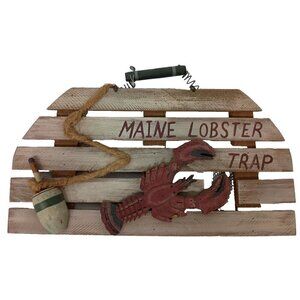 Vintage Wood Maine Lobster Trap Wall Hanging Decor 3D Rustic Man Cave Cabin